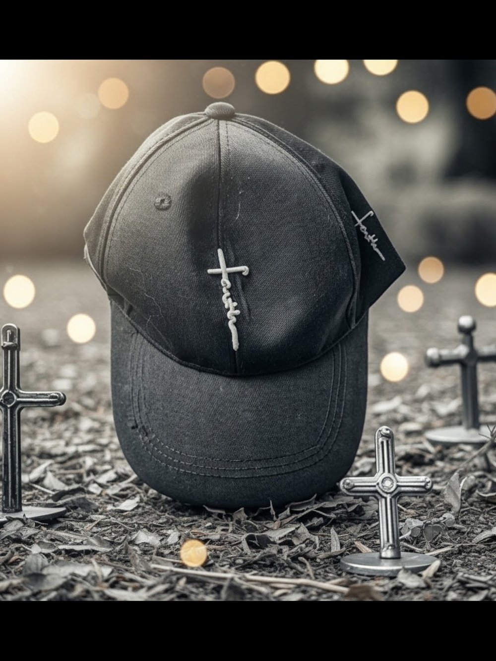 Black Cross Accent Baseball Cap - Unbranded